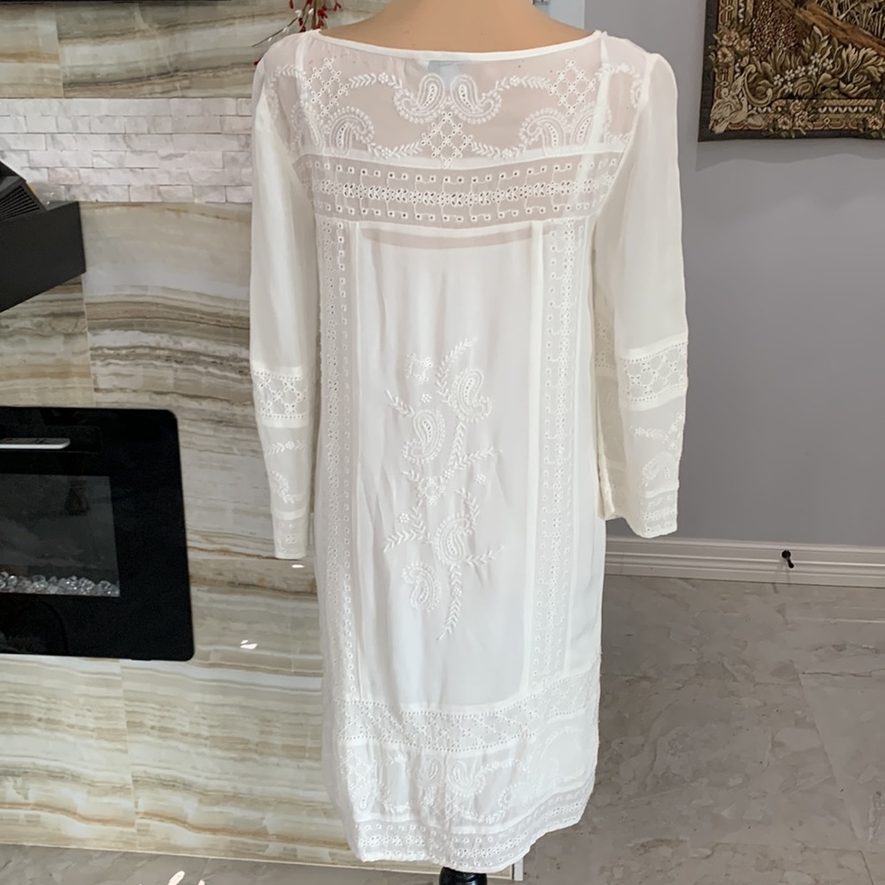 Lucky Brand Boho White Crochet Lace‎ Mini Dress Size S - Picture 5 of 12